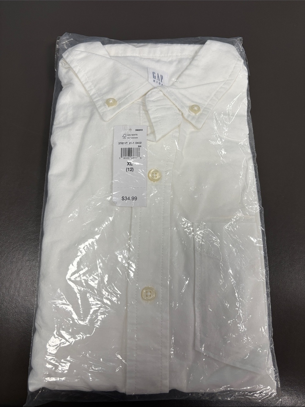 NWT GAP Kids White Button-Front Dress Shirt Size XL/12